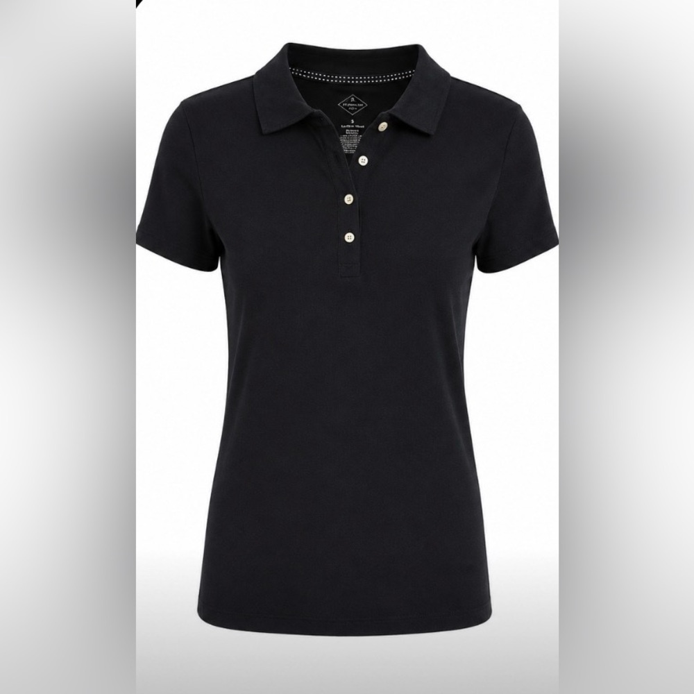 Classic Black Short-Sleeve Polo Shirt - womens